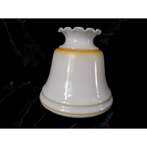 Hand Painted Vintage Milk Glass Hurricane Lamp Shade - Picture 4 of 9